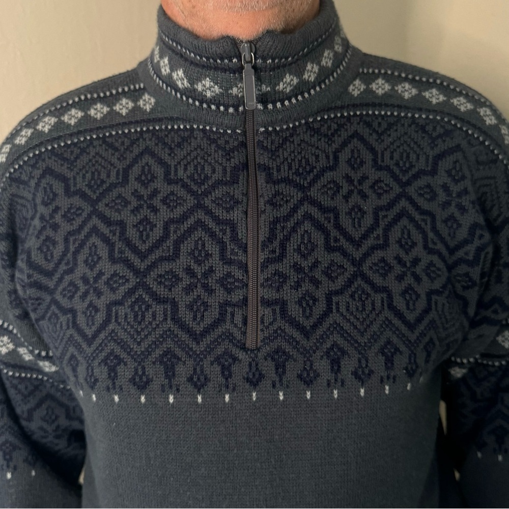 MEISTER Vintage Ski Sweater Half Zip Wool Blend Nordic Fair Isle Warm Winter XL - Picture 11 of 14